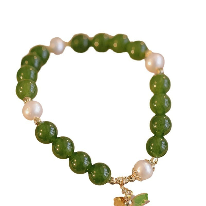 Light Luxury Minority Design Natural Green Chalcedony Bracelet