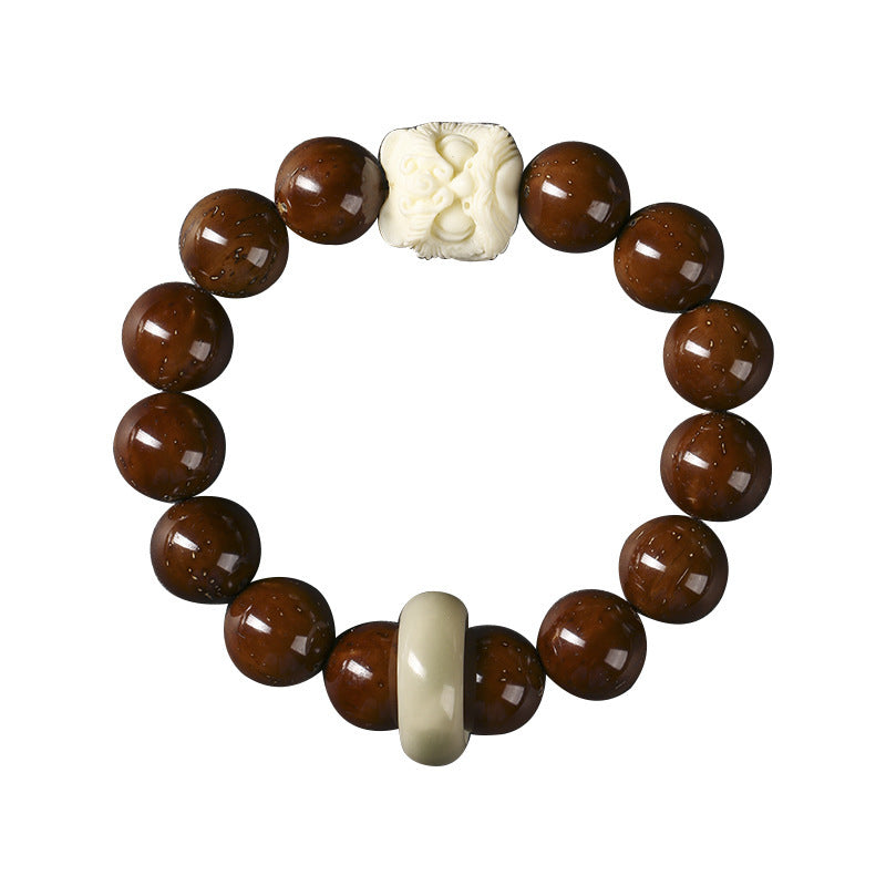 Ivory Nut Lion Round Beads Artistic Hand Toy Single Circle Bracelet