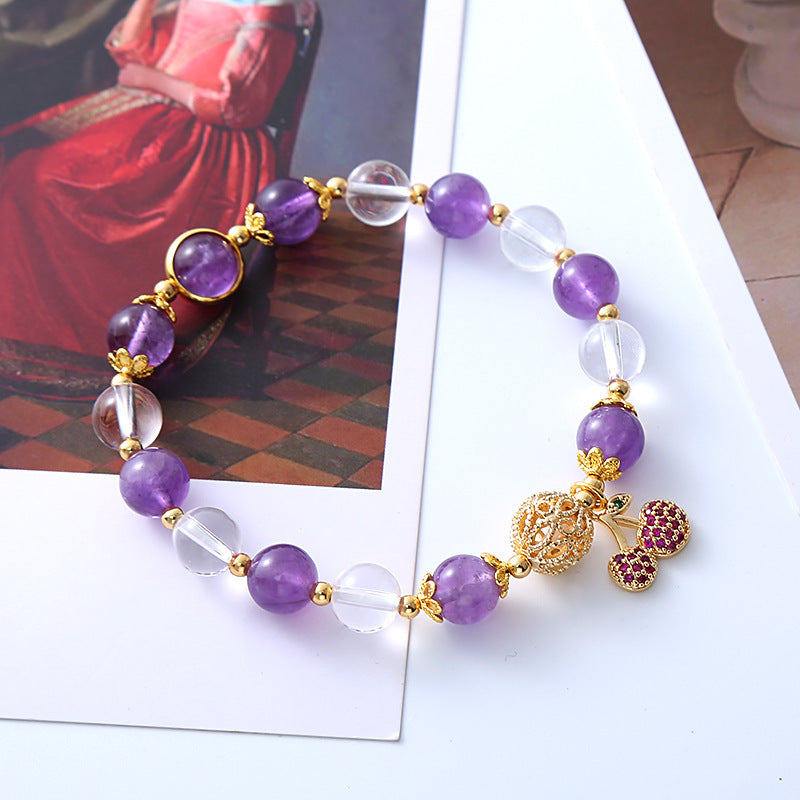 Super Fairy Sweet Amethyst Micro-inlaid Cherry Flower Bracelet