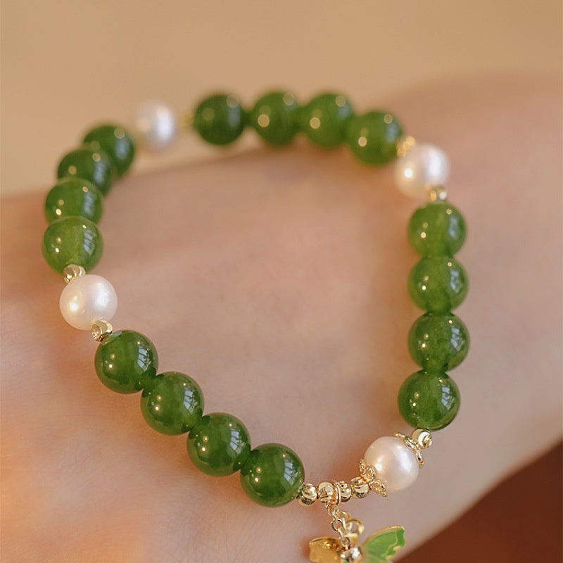 Light Luxury Minority Design Natural Green Chalcedony Bracelet