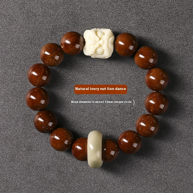 Ivory Nut Lion Round Beads Artistic Hand Toy Single Circle Bracelet