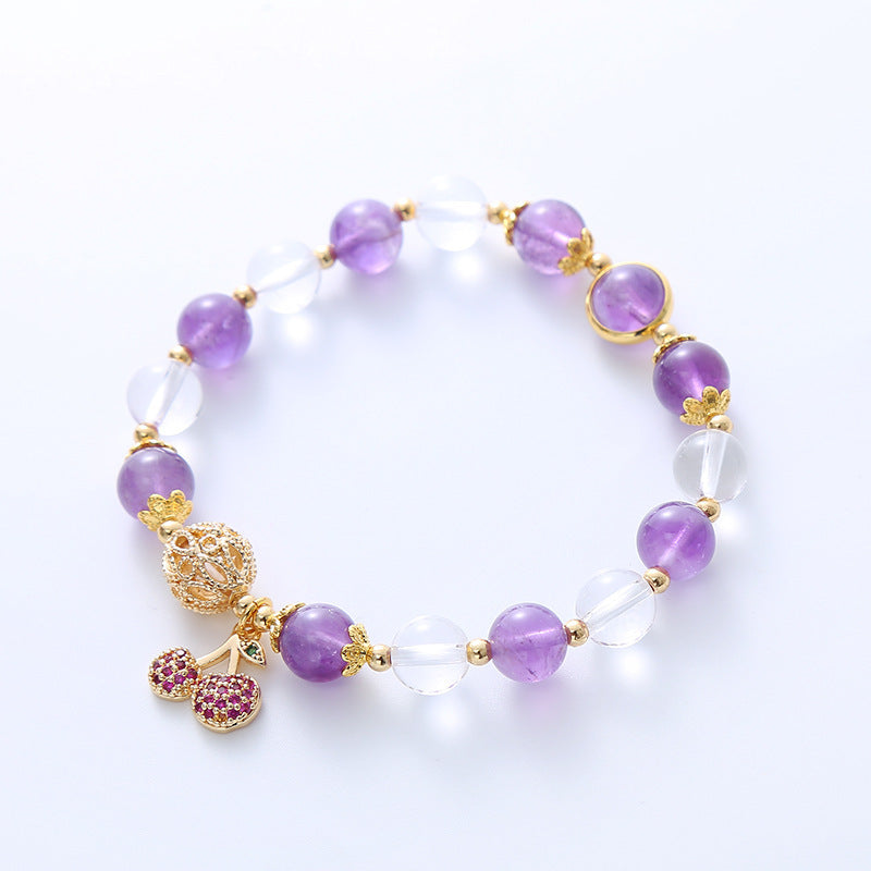 Super Fairy Sweet Amethyst Micro-inlaid Cherry Flower Bracelet