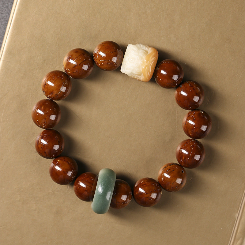 Ivory Nut Lion Round Beads Artistic Hand Toy Single Circle Bracelet