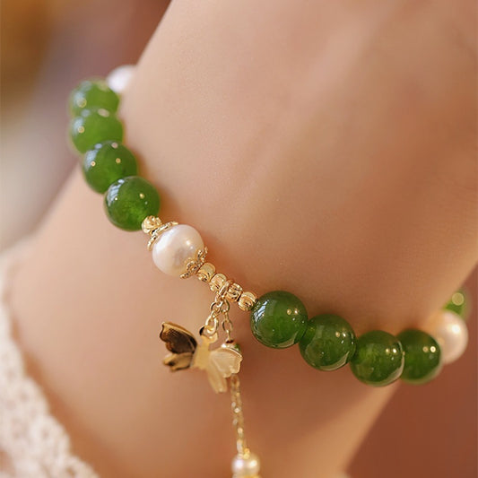 Light Luxury Minority Design Natural Green Chalcedony Bracelet