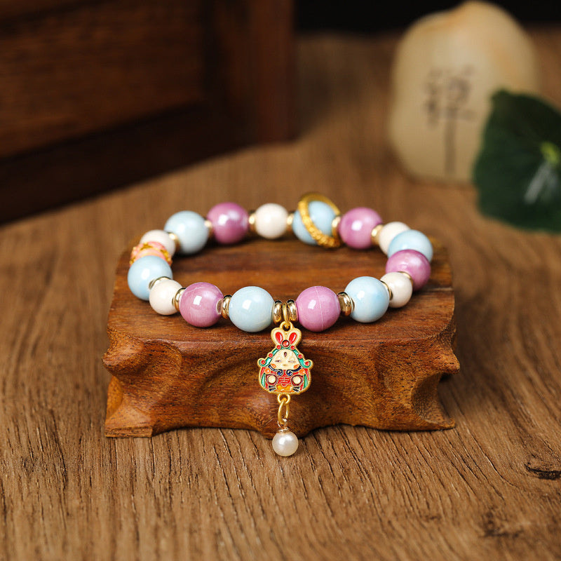 Lucky Rabbit Fragrant Gray Porcelain Glazed Bracelet