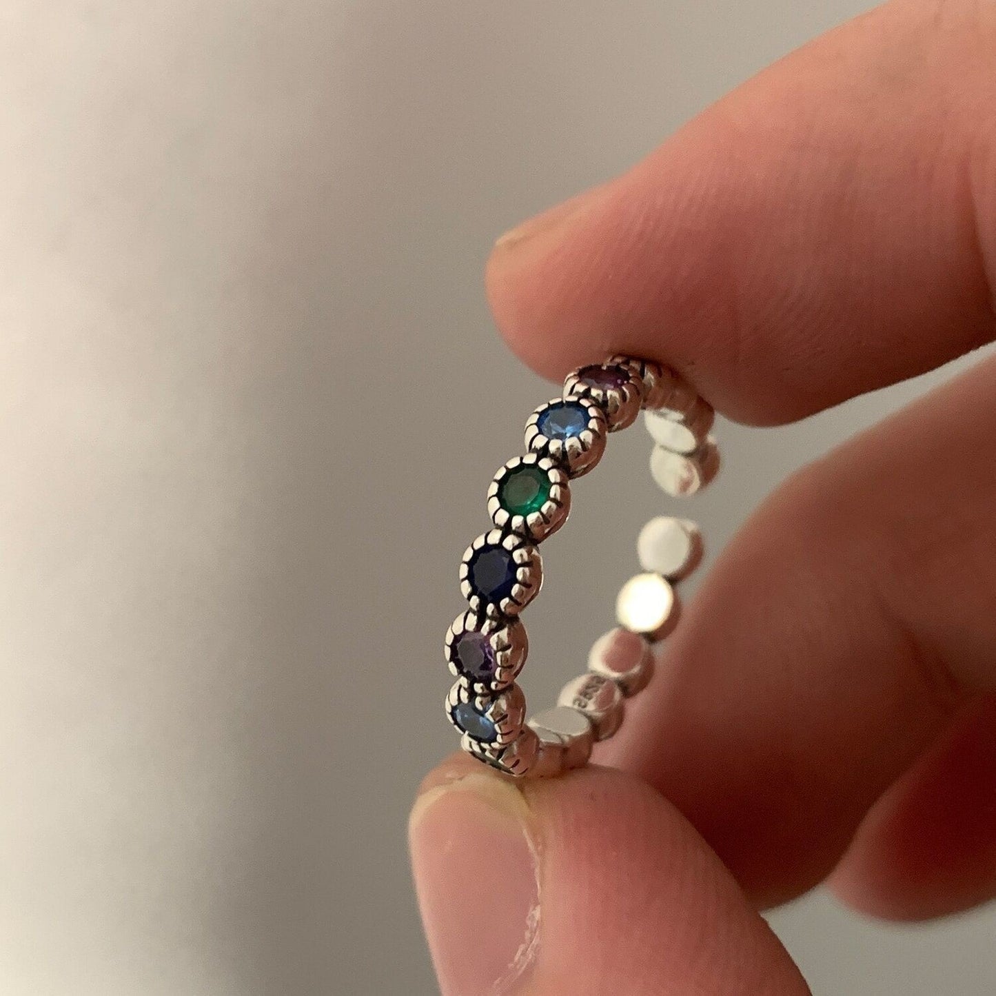 Colorful Round Zircon Ring Women's Retro Fashion