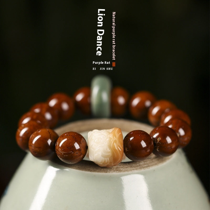 Ivory Nut Lion Round Beads Artistic Hand Toy Single Circle Bracelet